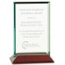 Beveled Rectangle Jade Glass Award with Piano Finish Base 